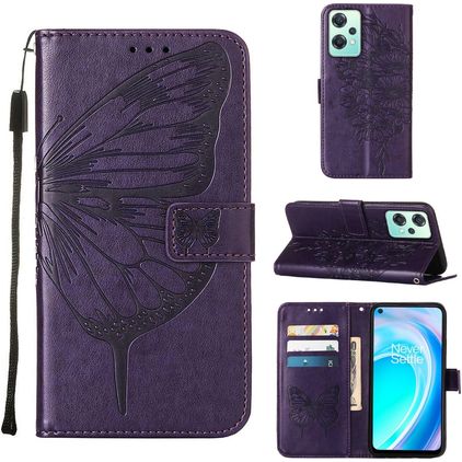 Mobigear Butterfly Realme 9 Pro Hülle Klapphülle Geldbörse - Lila
