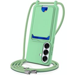 Mobigear Lanyard Card Samsung Galaxy S26 Silikon Handykette mit Kartenhalter - Grün