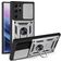Mobigear Armor Ring Cam Slide Samsung Galaxy S22 Ultra Hülle Hardcase Backcover Stoßfest mit Ringhalter - Silber