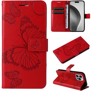 Mobigear Butterfly iPhone 16 Pro Max Hülle Klapphülle Geldbörse - Rot
