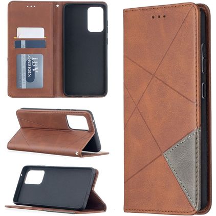 Mobigear Rhombus Slim Samsung Galaxy A52 Hülle Klapphülle - Braun