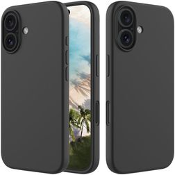 Mobigear Rubber Touch iPhone 16 Silikon Hülle Backcover - Schwarz