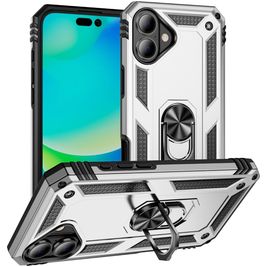 Mobigear Armor Ring iPhone 17 Hülle Hardcase Backcover Stoßfest mit Ringhalter - Silber