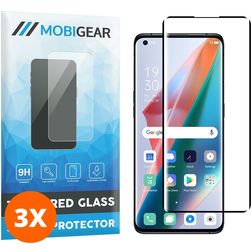 Mobigear Premium OPPO Find X3 Pro Panzerglas Gehärtetes Glas Displayschutz - Hüllenfreundlich - Schwarz (3er Pack)