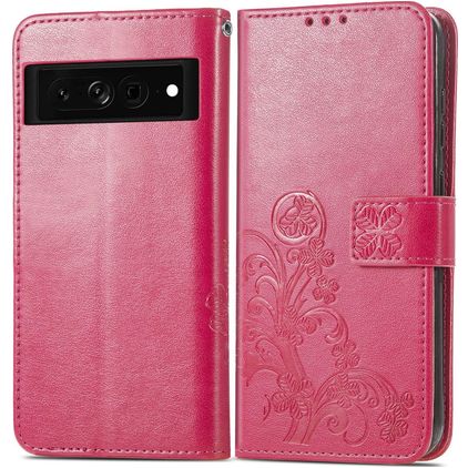 Mobigear Clover Google Pixel 7 Hülle Klapphülle Geldbörse - Magenta