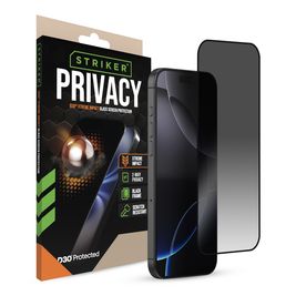 Striker Xtreme Impact Privacy iPhone 16 Pro Max Panzerglas Gehärtetes Glas Displayschutz Privacy - Hüllenfreundlich - Schwarz