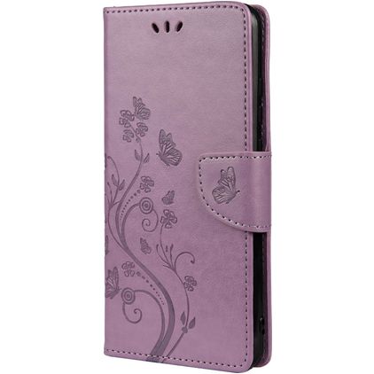 Mobigear Flowers Samsung Galaxy A33 Hülle Klapphülle Geldbörse - Lila