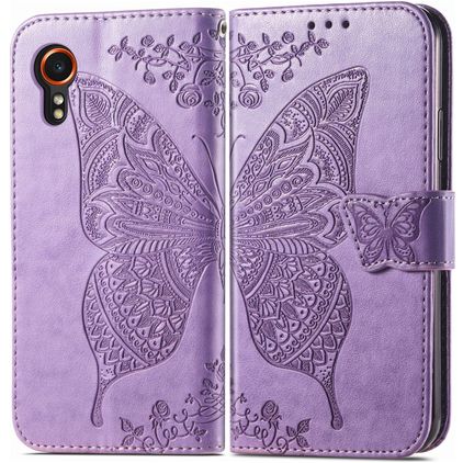Mobigear Butterfly Samsung Galaxy Xcover 7 Hülle Klapphülle Geldbörse - Lila