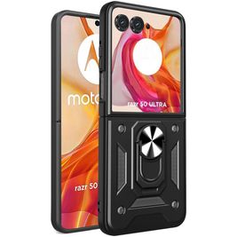 Mobigear Armor Ring Motorola Razr 50 Ultra Hülle Hardcase Backcover Stoßfest mit Ringhalter - Schwarz