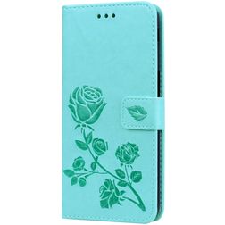 Mobigear Roses Samsung Galaxy J6 Plus Hülle Klapphülle Geldbörse - Türkis