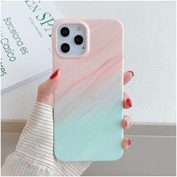 Mobigear Marble iPhone 12 Pro Max Hülle Flexibles TPU Backcover - Blau / Pink