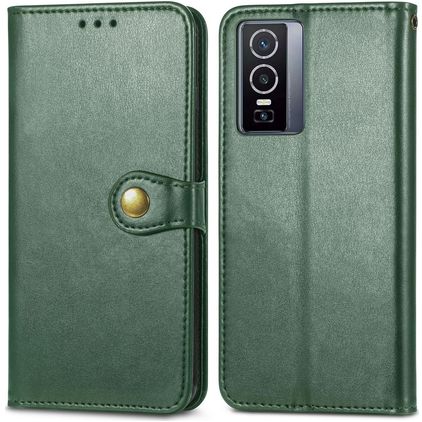 Mobigear Snap Button Vivo Y76 Hülle Klapphülle Geldbörse - Grün
