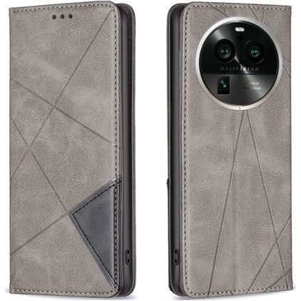 Mobigear Rhombus Slim OPPO Find X6 Pro Hülle Klapphülle - Grau