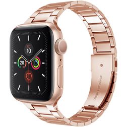 Mobigear Lissabon Edelstahl Apple Watch Armband Faltschließe - 42/41/40/38 mm - Roségold