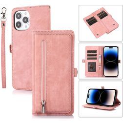 Mobigear Zipper iPhone 14 Pro Hülle Klapphülle Geldbörse - Roségold