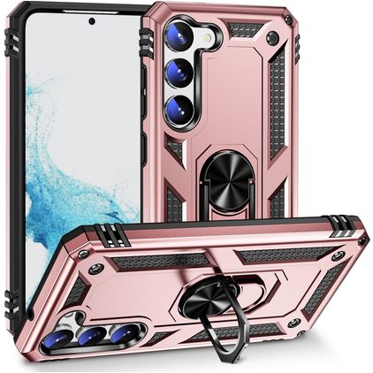 Mobigear Armor Ring Samsung Galaxy S23 Hülle Hardcase Backcover Stoßfest mit Ringhalter - Roségold