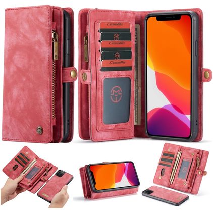 Caseme 008 iPhone 11 Pro Hülle Abnehmbare 2in1 Klapphülle Geldbörse - Rot