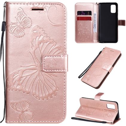 Mobigear Butterfly Samsung Galaxy A41 Hülle Klapphülle Geldbörse - Roségold