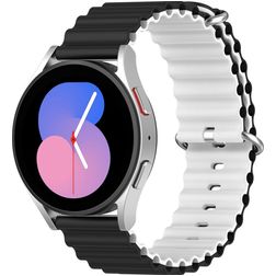 Mobigear Ocean Silikon Smartwatch Armband Dornschließe - 22-mm-Universalanschluss - Schwarz / Weiß
