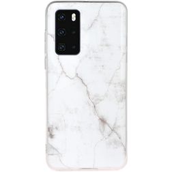 Mobigear Marble Huawei P40 Hülle Flexibles TPU Backcover - Weiß