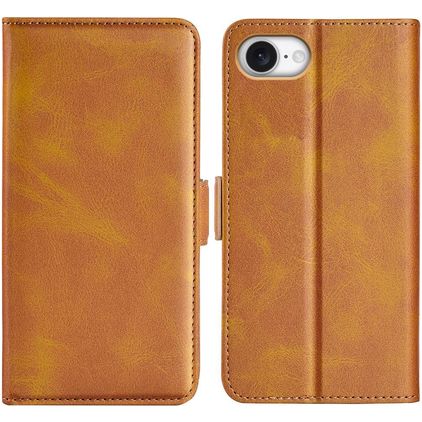 Mobigear Slim Magnet iPhone 16e Hülle Klapphülle Geldbörse - Cognac