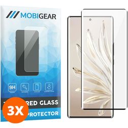 Mobigear Premium HONOR 70 Panzerglas Gehärtetes Glas Displayschutz - Hüllenfreundlich - Schwarz (3er Pack)