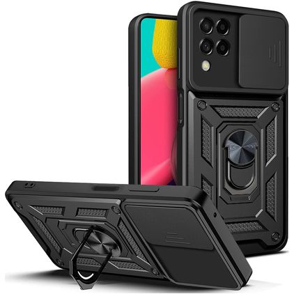 Mobigear Armor Ring Cam Slide Samsung Galaxy M53 Hardcase Backcover Shockproof mit Ringhalter - Schwarz