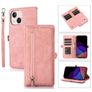 Mobigear Zipper iPhone 14 Plus Hülle Klapphülle Geldbörse - Roségold