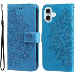 Mobigear Flowers iPhone 17 Hülle Klapphülle Geldbörse - Blau