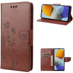Mobigear Flowers Samsung Galaxy M23 Hülle Klapphülle Geldbörse - Braun