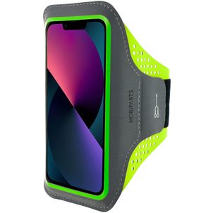 Mobiparts Comfort Fit Handyhalterung Joggen iPhone 13 Sporthülle Neopren Sportarmband - Neon Green