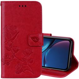 Mobigear Roses iPhone XR Hülle Klapphülle Geldbörse - Rot