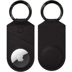 Valenta Snap Apple AirTag Hülle Echtes Leder Schlüsselanhänger - Schwarz