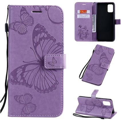 Mobigear Butterfly Samsung Galaxy A71 Hülle Klapphülle Geldbörse - Lila