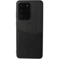 Valenta Card Slot Samsung Galaxy S20 Ultra Hülle Echtes Leder Backcover mit Kartenhalter - Schwarz