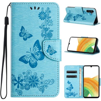 Mobigear Butterfly Samsung Galaxy A35 Hülle Klapphülle Geldbörse - Blau