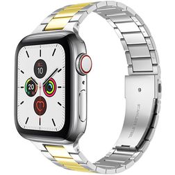 Mobigear Lissabon Edelstahl Apple Watch Armband Faltschließe - 49/46/45/44 mm - Gold / Silber