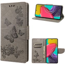 Mobigear Butterfly Samsung Galaxy M53 Klapphülle Portemonnaie - Grau
