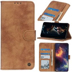 Mobigear Retro Samsung Galaxy S21 Hülle Klapphülle Geldbörse - Braun