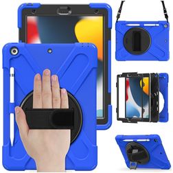 Mobigear SureGrip XGuard iPad 9 (2021) Hülle Kunststoff,Silikon Backcover + Stifthalter + Schulterträger + Ständer - Blau