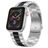 Mobigear Lissabon Edelstahl Apple Watch Armband Faltschließe - 42/41/40/38 mm - Schwarz / Silber