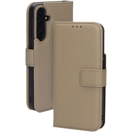 Mobiparts Samsung Galaxy A35 Echtleder Klapphülle Portemonnaie - Taupe