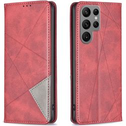 Mobigear Rhombus Slim Samsung Galaxy S23 Ultra Hülle Klapphülle - Rot