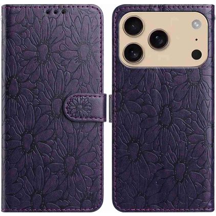 Mobigear Flowers iPhone 17 Pro Hülle Klapphülle Geldbörse - Lila
