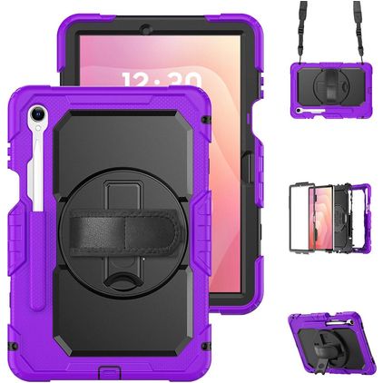 Mobigear SureGrip XGuard Samsung Galaxy Tab S11 Hülle Kunststoff,Silikon Backcover + Stifthalter + Schulterträger + Ständer - Lila