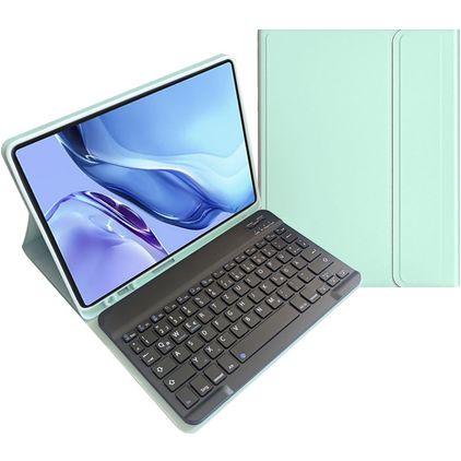 Mobigear Keys iPad Air 5 (2022) Hülle QWERTZ Bluetooth Tastatur Klapphülle + Stifthalter - Minze