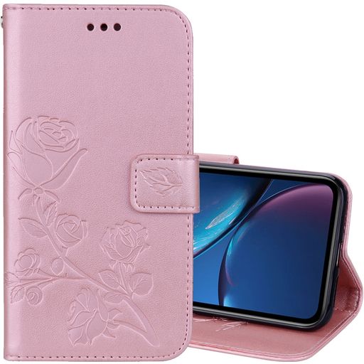 Mobigear Roses iPhone XR Hülle Klapphülle Geldbörse - Roségold