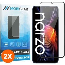 Mobigear Premium Realme Narzo 50 5G Panzerglas Gehärtetes Glas Displayschutz - Hüllenfreundlich - Schwarz (2er Pack)
