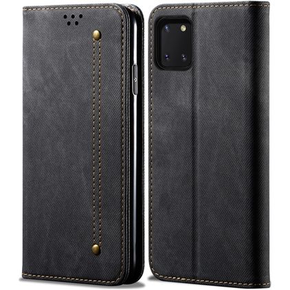 Mobigear Denim Slim Samsung Galaxy Note 10 Lite Hülle Klapphülle Geldbörse - Schwarz