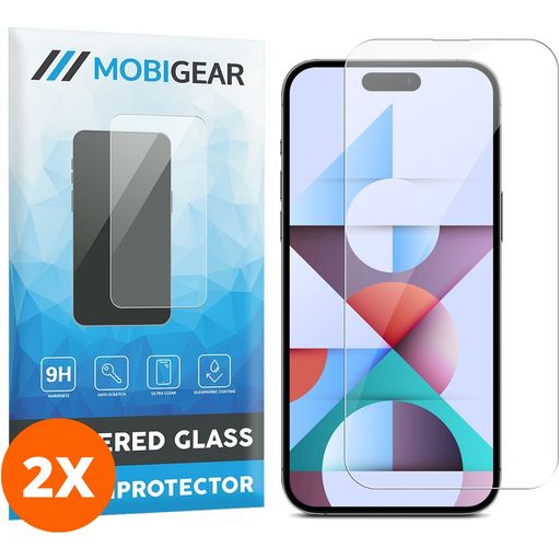 Mobigear iPhone 15 Panzerglas Gehärtetes Glas Displayschutz - Hüllenfreundlich (2er Pack)
